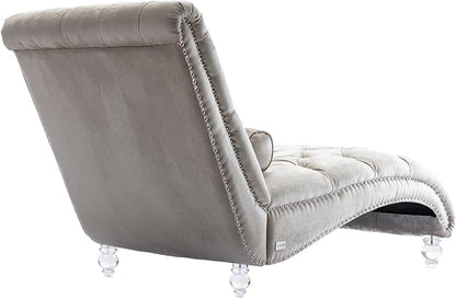 HomSof Modern Armless Velvet Chaise Lounge Indoor Chair with Solid Acrylic Legs