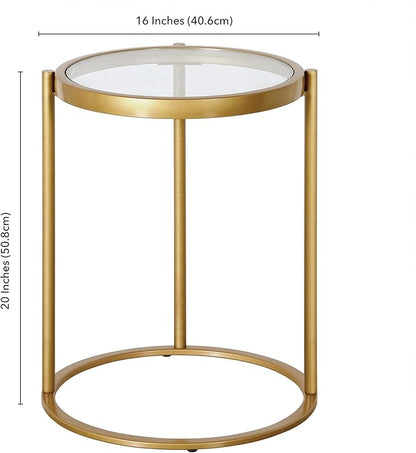 Duxbury 16'' Wide Round Side Table in Brass