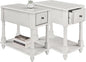 LEEMTORIG Set of 2 Solid Wood End Table Narrow Side Table with Drawer, Cherry Wood End Table Living Room, 13" W Slim Small Nightstand, 22" D x 22.3" H, No-Tools Assembly, Gray White BBJ-004-RW