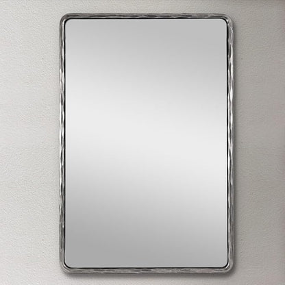 ANDY STAR Hand-Forged Silver Bathroom Mirrors for Wall, 30x40 Inch Vintage Solid Steel Metal Frame Bathroom Vanity Mirror, Antique Rounded Rectangle Wall Mirror, Hangs Horizontally or Vertically