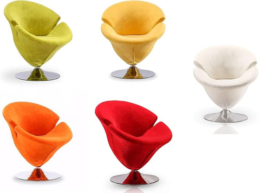 Manhattan Comfort Tulip Swivel Accent Chair Set of 5 with 360° Turn, Modern Flower Inspired Design, Soft Velvet Upholstery, Polished Chrome Base, No Assembly Required, 300 Lbs Capacity, Multi Color