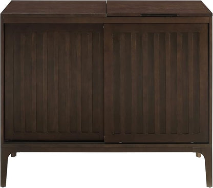 Crosley Furniture Asher Media Console and Record Player Stand with Storage for Vinyl Records, Dark Brown
