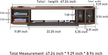 Pmnianhua Modern TV Console, 47'' Wall Mounted Under TV Shelf with Storage Shelves for Bedroom Living Room (Walnut)