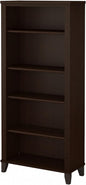 Bush Furniture Somerset 5 Shelf Bookcase in Mocha Cherry, Tall Bookshelf, Large Book Shelf for Living Room, Home Office, or Entryway