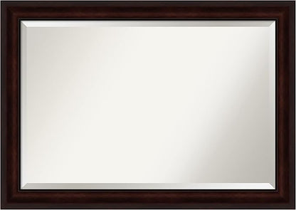 Amanti Art Brown Bathroom Mirror for Over Sink, 29x41 Coffee Bean Brown Rectangle Vanity Mirror, Large Casual Frame, Hangs Horizonally and Vertically, Bathroom Wall Decor, Beveled Edge from WI, USA