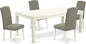 East West Furniture LGEN5-LWH-06 5 Piece Dining Set Includes a Rectangle Dining Room Table with Butterfly Leaf and 4 Dark Shitake Linen Fabric Upholstered Chairs, 42x84 Inch, Linen White