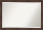 Amanti Art Brown Bathroom Mirror for Over Sink, 27x39 Wildwood Brown Narrow Rectangle Vanity Mirror, Large Rustic Farmhouse Frame, Hangs Horizonally and Vertically, Bathroom Wall Decor, Beveled Edge