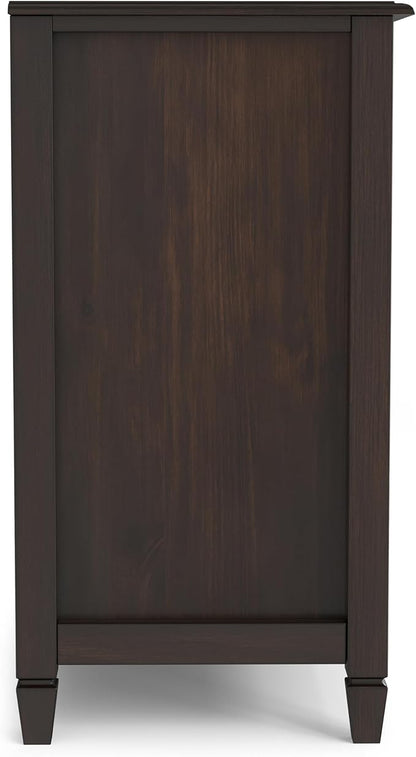 SIMPLIHOME Connaught SOLID WOOD 60 inch Wide Traditional Wide Storage Cabinet Buffet in Chestnut Brown for the Living Room, Entryway and Family Room