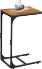 WLIVE C Shaped End Table, Small Couch Side Tables with Metal Frame That Slide Under, Sofa Table TV Tray for Living Room, Bedroom, Rustic Brown