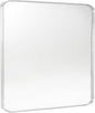 Silver Metal Framed Bathroom Mirror for Wall, Brushed Nickel Rounded Corner Rectangular Bathroom Vanity Mirror, Anti-Rust, Tempered Glass (30" x 36", Silver)