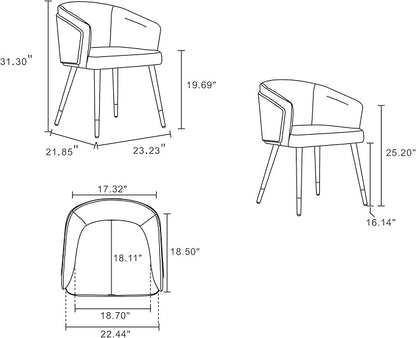 Manhattan Comfort Reeva Modern Dining Chair Upholstered in Tight Fit Leatherette, Accent Furniture with Solid Beech Wood Frame & Legs with Stylish Gold Tips, Graphite Grey