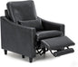 COLAMY Pushback Electric Recliner Chair, Premium Leather Upholstery with Adjustable Angles, Extra Lumbar Pillow, Built-in Charging Port, Business-Casual Style for Living Room（Black