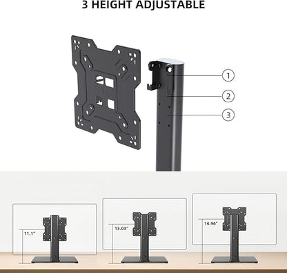 Universal TV Stand Base, Table Top TV Stand for 17-43 Inch LCD/LED TVs, Height Adjustable Monitor Mount Stand with Tempered Glass Base Holds up to 88lbs VESA 200x200mm, TS103
