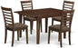 East West Furniture MILA5-MAH-C 5 Piece Kitchen Table Set for 4 Includes a Rectangle Dining Room Table with Butterfly Leaf and 4 Linen Fabric Upholstered Chairs, 36x54 Inch, Mahogany