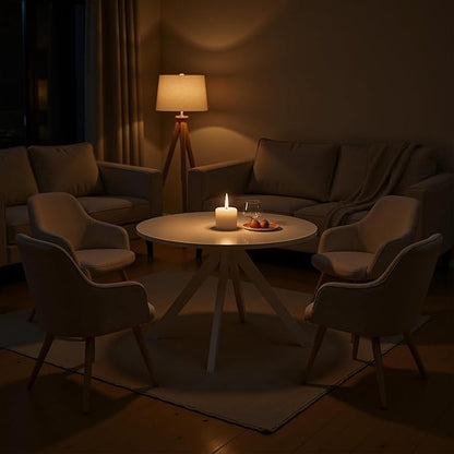 Round Dining Table for 4, 47 Inch Modern Dinner Table Small Round Dining Room Tables, Mid Century Kitchen Tables for Small Space, Kitchen, Living Room, Steel Legs, White