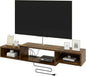 IBUYKE 59" Floating TV Stand Wall Mounted with Power Outlet,Wood Wall Mounted Media Console Shelf,Floating Entertainment Center for Under TV Storage for Living Room Bedroom Office,Rustic Brown WST007H