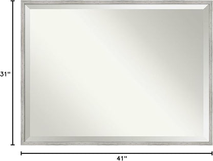 Amanti Art White Bathroom Mirror for Over Sink, 31x41 Shiplap White Narrow Rectangle Vanity Mirror, X-Large Cottage Wood Frame, Hangs Horizonally and Vertically, Bathroom Wall Decor, Beveled Edge