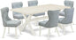 East West Furniture X027SI215-7 7 Piece Dining Table Set Consist of a Rectangle Kitchen Table with X-Legs and 6 Baby Blue Linen Fabric Parson Dining Room Chairs, 40x72 Inch, Multi-Color