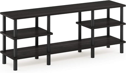 Furinno Turn-N-Tube 3-Tier Multipurpose Wide Shelf TV Stand, Espresso/Black