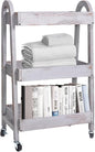 3-Tier Rolling Utility Cart with Lockable Wheels Storage Slim Storage Heavy Duty Cart Mobile Shelving Unit Craft Narrow Organizer for Bathroom Laundry Kitchen (Vintage Grey)