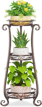 KMOTASUO 3 Tier Metal Plant Stand for Multiple Large Planters Indoor Outdoor Organizer, Heavy Duty Tall Flower Rack for Corner Patio Bathroom Office Corner, Modern Sturdy Vertical Iron Rack, Bronze