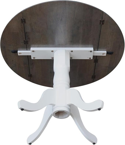 International Concepts Inch Dual 42 Drop Leaf Dining Table, White/Heather Gray