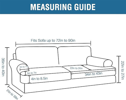 H.VERSAILTEX Sofa Cover 3 Piece T Cushion Sofa Slipcovers Thick Velvet Couch Cover Furniture Protector Stretch T Cushion Sofa Covers for 2 Cushion Couch with 2 Individual T Cushion Covers, Navy