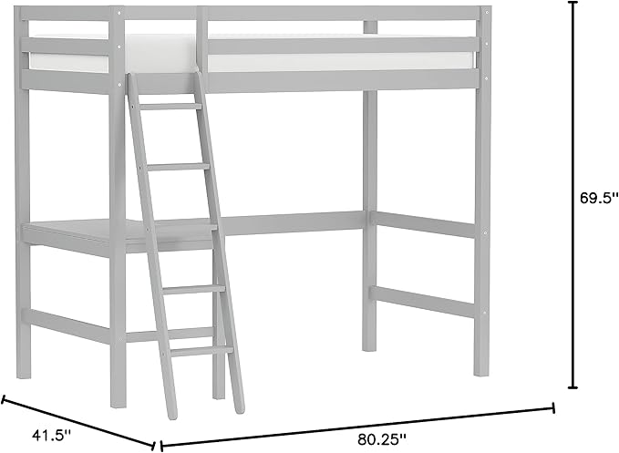 Hillsdale Furniture Caspian Twin Loft Bed, Gray
