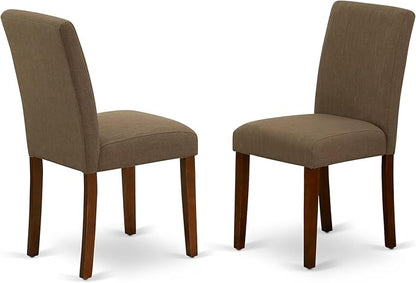 East West Furniture CAAB7-MAH-18 7 Piece Modern Dining Table Set Consist of a Rectangle Wooden Table and 6 Coffee Linen Fabric Upholstered Chairs, 36x60 Inch, Mahogany
