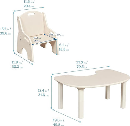 ECR4Kids Little Learner Table and Chair Set, Kids Furniture, White Wash