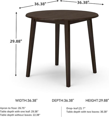 Signature Design by Ashley Hammis Round Dining Room Drop Leaf Table, Dark Brown
