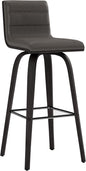 Armen Living Vienna 30" Swivel Bar Stool in Black Wood Finish with Gray Faux Leather - Set of 4