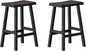 24" H Bar Stools Set of 2 - Classic Saddle Seat with Footrest, Resin Kitchen Counter Stool, Anti-Slip & Waterproof - Tall Barstools for Bar, Kitchen, Dining Room, Lounge - Black