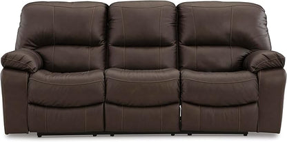 Signature Design by Ashley Leesworth Modern Leather Match Power Reclining Sofa with USB Ports, Dark Brown