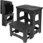 Folding 2-Step Stool for Adults Kids Non-Slip Collapsible Portable Step Stool for Kitchen Home Toilet Bedroom Office Bathroom Rv,Holds 300 Lbs(Black)