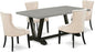 East West Furniture V697FR102-5 5 Piece Dining Set Includes a Rectangle Dining Room Table with V-Legs and 4 Light Beige Linen Fabric Upholstered Chairs, 40x72 Inch, Multi-Color