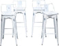 26 Inch Swivel Bar Stools Set of 4 with Backs Counter Height Industrial Metal Barstools Island Bar Chairs for Home Kitchen Dining Room (Swivel 26 inch, Distressed White Wooden)