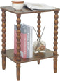 Side Table, Small End Table with Storage Shelf, 2-Tier Small Coffee Tables Living Room for Bedroom, Narrow Spaces (Rustic Brown)