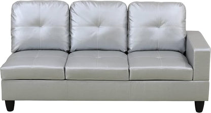 NicBex Sectional Couch 3 Pieces Sofa Set with Right Chaise Synthetic Leather L Shaped Cloud Couch for Living Room Furniture Sets with Storage Ottoman, Modular Sofa for Living Room & Apartment, Silver