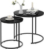 Black Marble Nesting Coffee Table for Small Place 24 in 2 Sets High Side End Sofa Table Nightstand Modern Furniture Living Room Cabin Bed Room Dining RoomGarden 4 You (Black Marble)