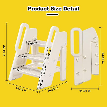 Kids Step Stool for Bathroom, Non-Slip Toddler Step Stool Kitchen Helper, 150lbs Load Bearing Foldable Toddler Tower for Kitchen Counter, Kids Stool for Bathroom Sink