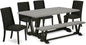 East West Furniture V697FL624-6 6 Piece Dining Table Set Contains a Rectangle Dining Room Table with V-Legs and 4 Black Linen Fabric Parson Chairs with a Bench, 40x72 Inch, Multi-Color