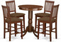 East West Furniture EDVN5-MAH-C 5 Piece Counter Height Dining Table Set Includes a Round Wooden Table with Pedestal and 4 Linen Fabric Upholstered Chairs, 30x30 Inch, Mahogany