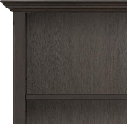 SIMPLIHOME Amherst Bookcase - 70 inch Tall 5-Shelf Solid Wood Bookshelf in Hickory Brown, Transitional Storage for Living Room, Study Room or Office with Adjustable Shelves and Tapered Legs