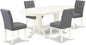 East West Furniture VAAS5-LWH-41 5 Piece Dining Table Set consists A Modern Dinner Table and 4 Platinum Gray Polyester Fabric Mid-Century Chairs with Stylish Back- Linen White Finish