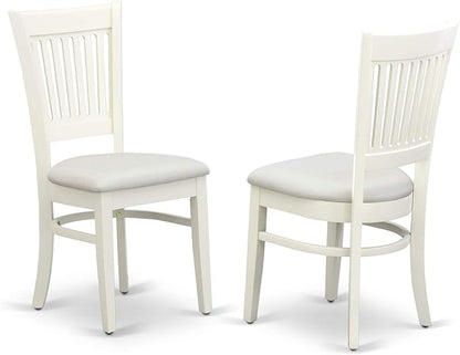 East West Furniture HLVA5-LWH-C 5 Piece Kitchen Table Set for 4 Includes a Round Dining Room Table with Pedestal and 4 Linen Fabric Upholstered Dining Chairs, 42x42 Inch, Linen White