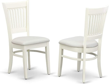 East West Furniture LGVA5-LWH-C 5 Piece Dining Set Includes a Rectangle Dining Room Table with Butterfly Leaf and 4 Linen Fabric Upholstered Kitchen Chairs, 42x84 Inch, Linen White