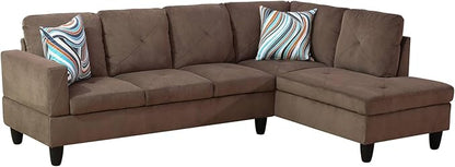 NicBex Sectional Couch 3 Pieces Sofa Set with Left Chaise Corduroy L Shaped Cloud Couch for Living Room Furniture Sets with Storage Ottoman, Modular Sofa for Living Room & Apartment, Brown