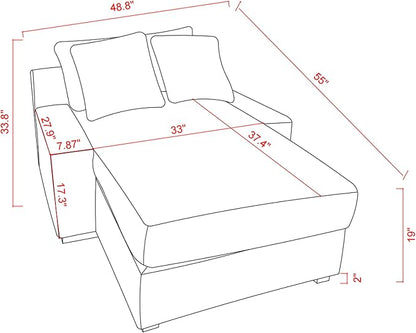48.8" W Oversized Chaise Daybed Lounge Sleeper Chair Bed for Living Room Reading Bedroom, Indoor Cloud Chaise Sofabed Plush Corduroy Upholstered Sleeper Couch W/3 Pillows for Home/Apartment