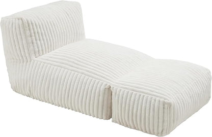 Hobestluk Big Bean Bag Lounger Chairs Large Beanbag Chair for Adults Bean Bag Sofa with Memory Foam Filled for Living Room, Bedroom or Balcony (Stripe White)